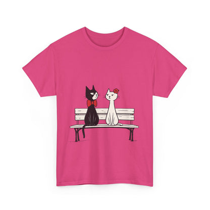 Cute Cat Lovers Tee, Womens Heavy Cotton Tee for Pet Owners, Funny Cat Shirt, Gift for Cat Lovers, Casual T-Shirt, Animal Art Tee