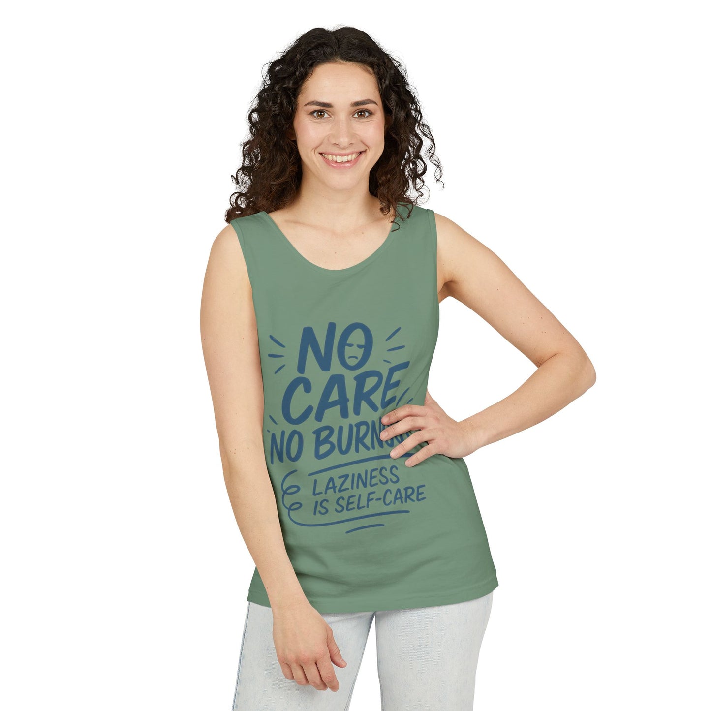 Mens Lazy Life Tank Top, No Care No Burnout Funny Quote, Workout Gym Sleeveless Shirt, Humor Gift for Him, Gift for Mental Health Awareness