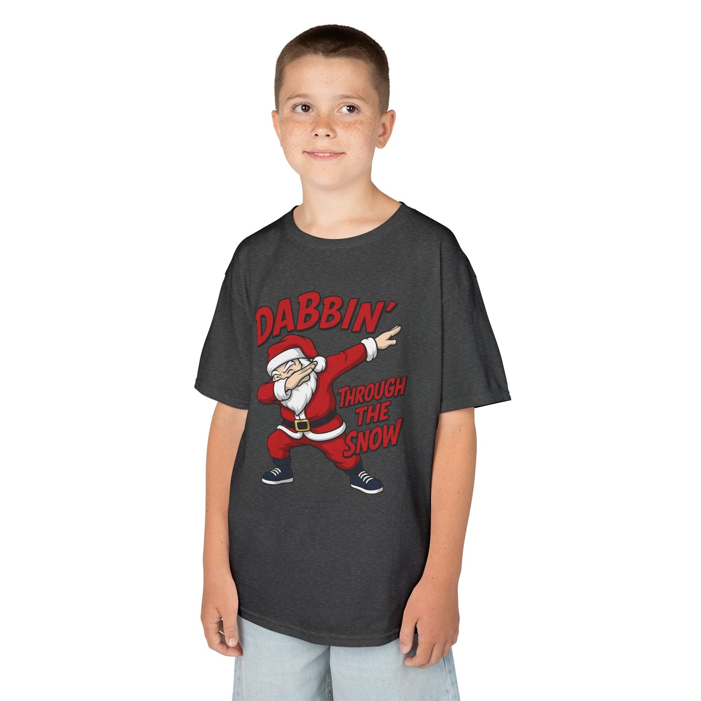 Dabbin Santa Youth Christmas T-Shirt, Funny Holiday Tee for Boys