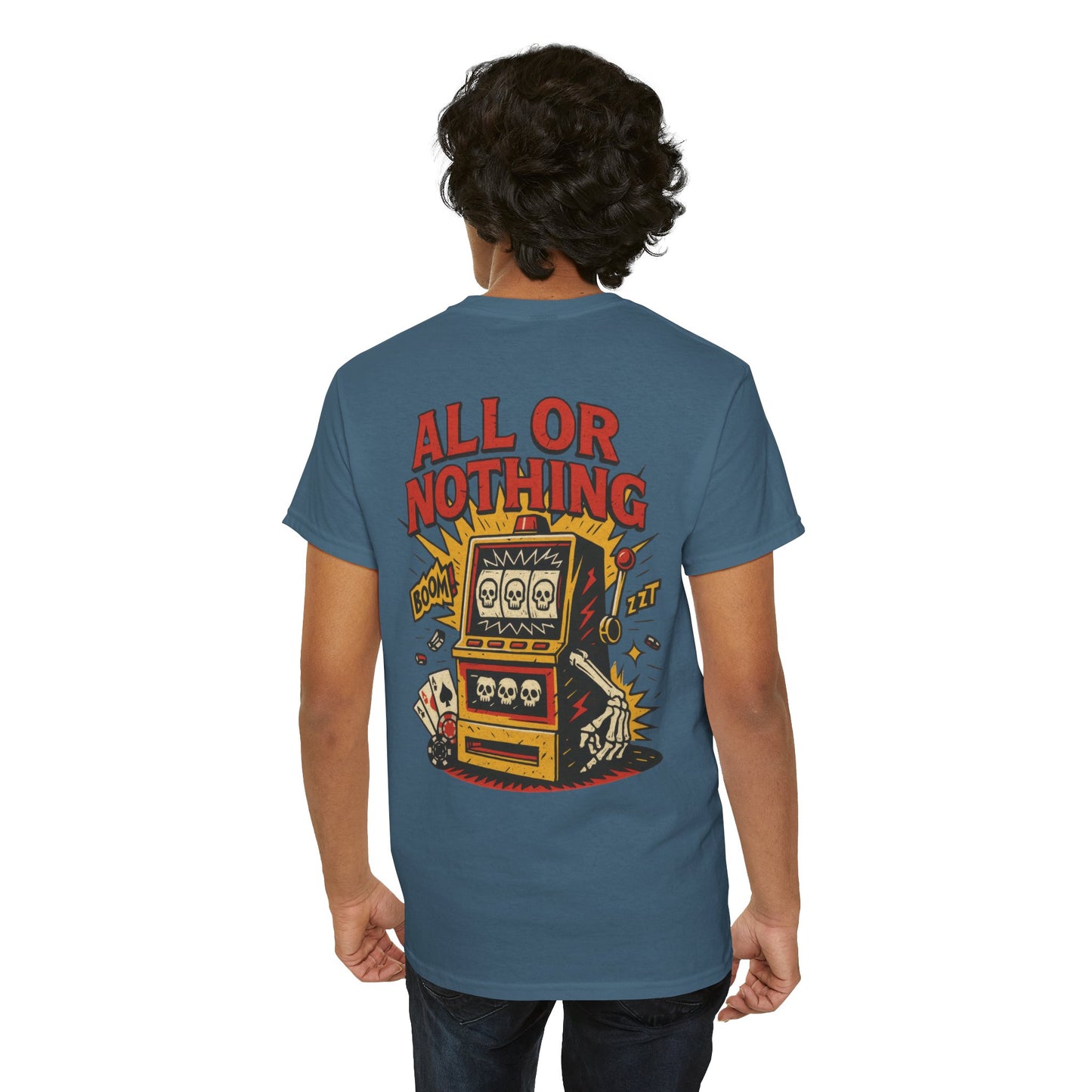 Mens Front Back print tee, Gambling Shirt, Casino Style Tee, Poker Lover Gift, Gaming Apparel, Slot Machine Graphic, Gambling Gift