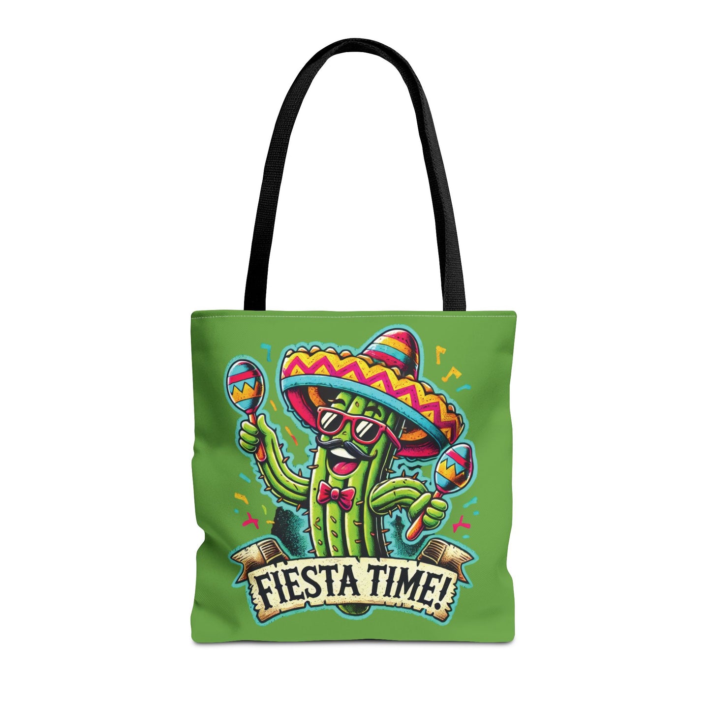 Fiesta Time Cactus Tote Bag, Funny Mexican Party Gift, Sombrero Maracas Print, Cinco de Mayo Bag, Summer Festival Tote, Beach Bag, Shopping