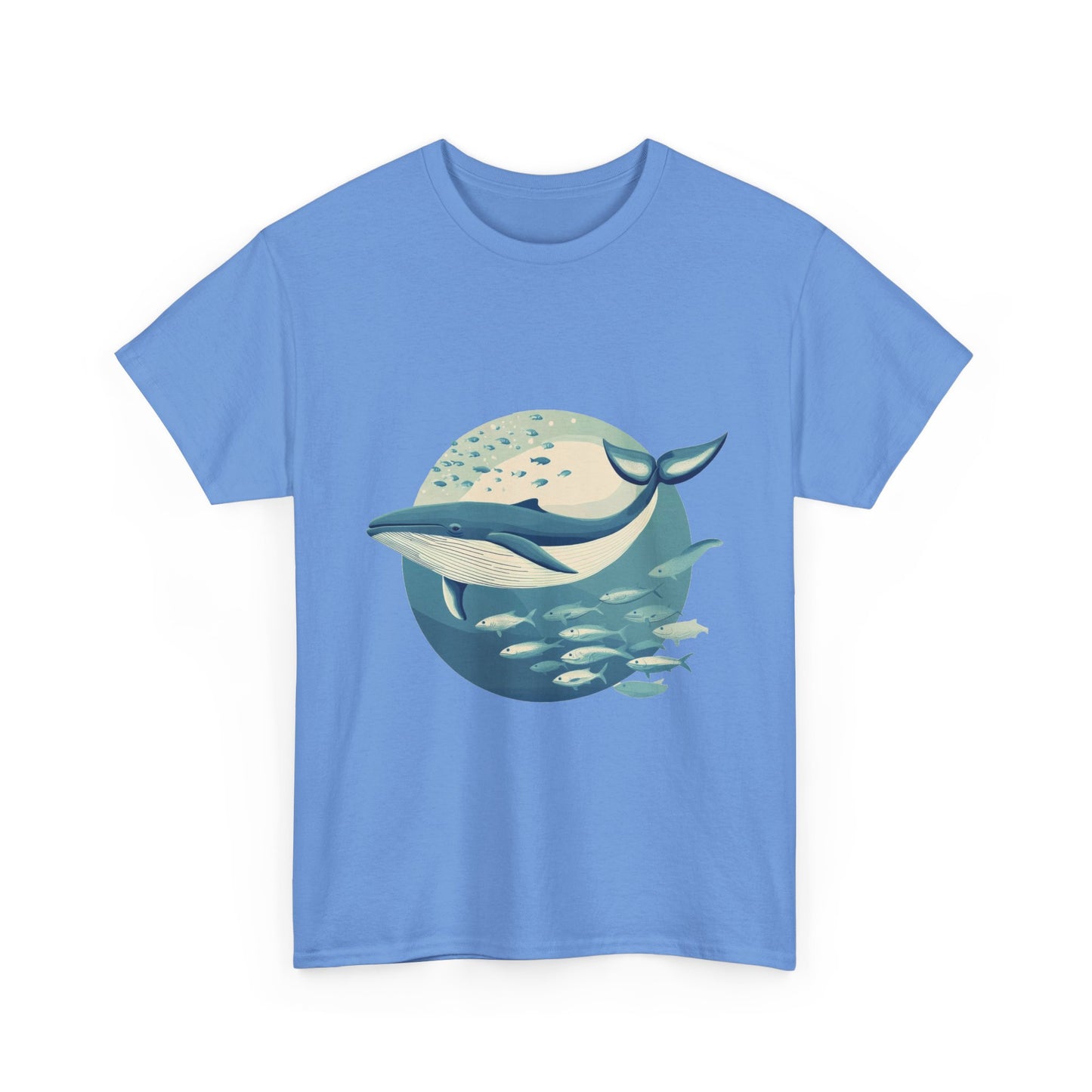 Whale and Fish Unisex Heavy Cotton Tee, Ocean Lover Shirt, Nature Tee, Sea Creature Gift, Casual Summer Top, Ocean Whale Graphic Tee