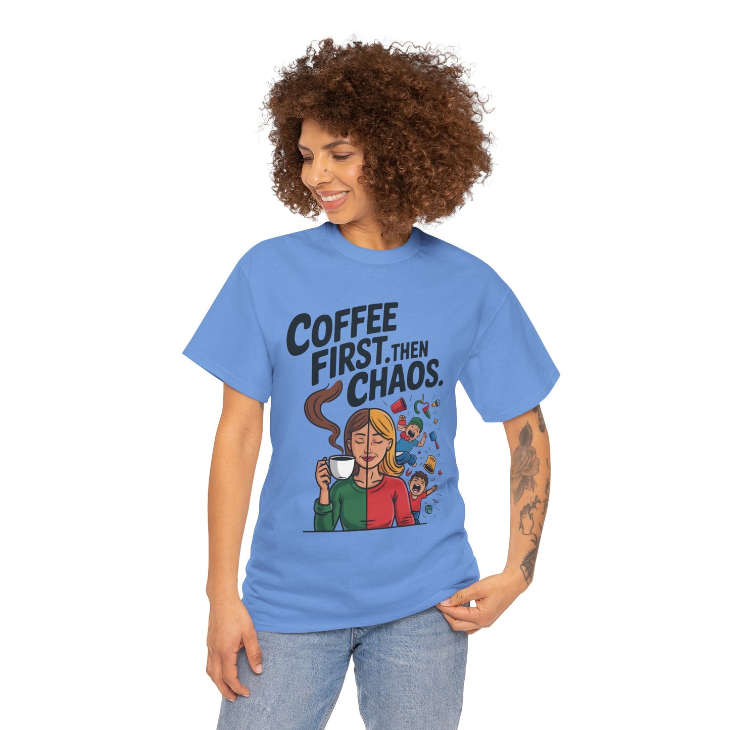 Coffee First Then Chaos Funny Mom Life Tee, Mother's Day Gift, Mom Humor Tee, mom graphic tee, caffeine lover tee