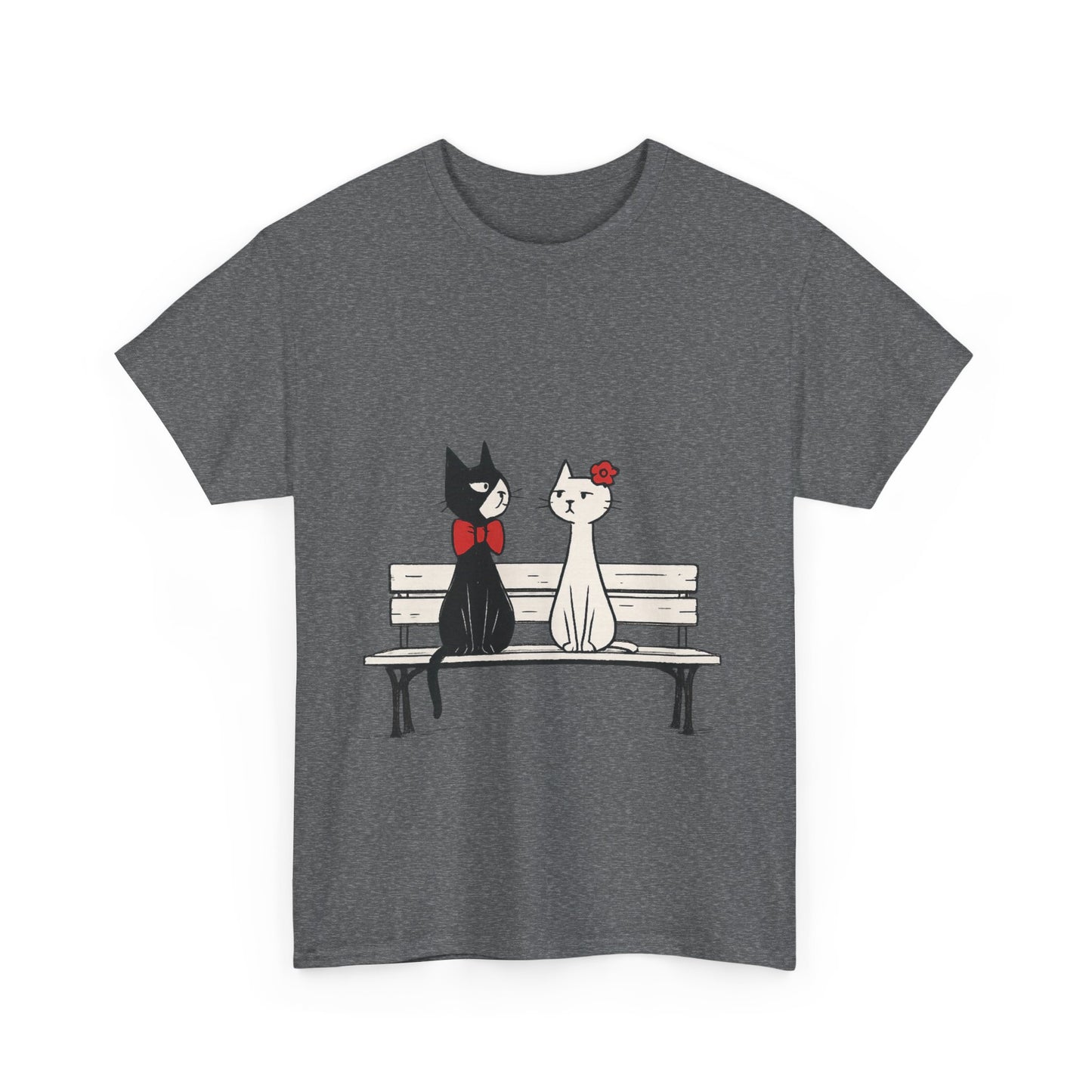 Cute Cat Lovers Tee, Womens Heavy Cotton Tee for Pet Owners, Funny Cat Shirt, Gift for Cat Lovers, Casual T-Shirt, Animal Art Tee