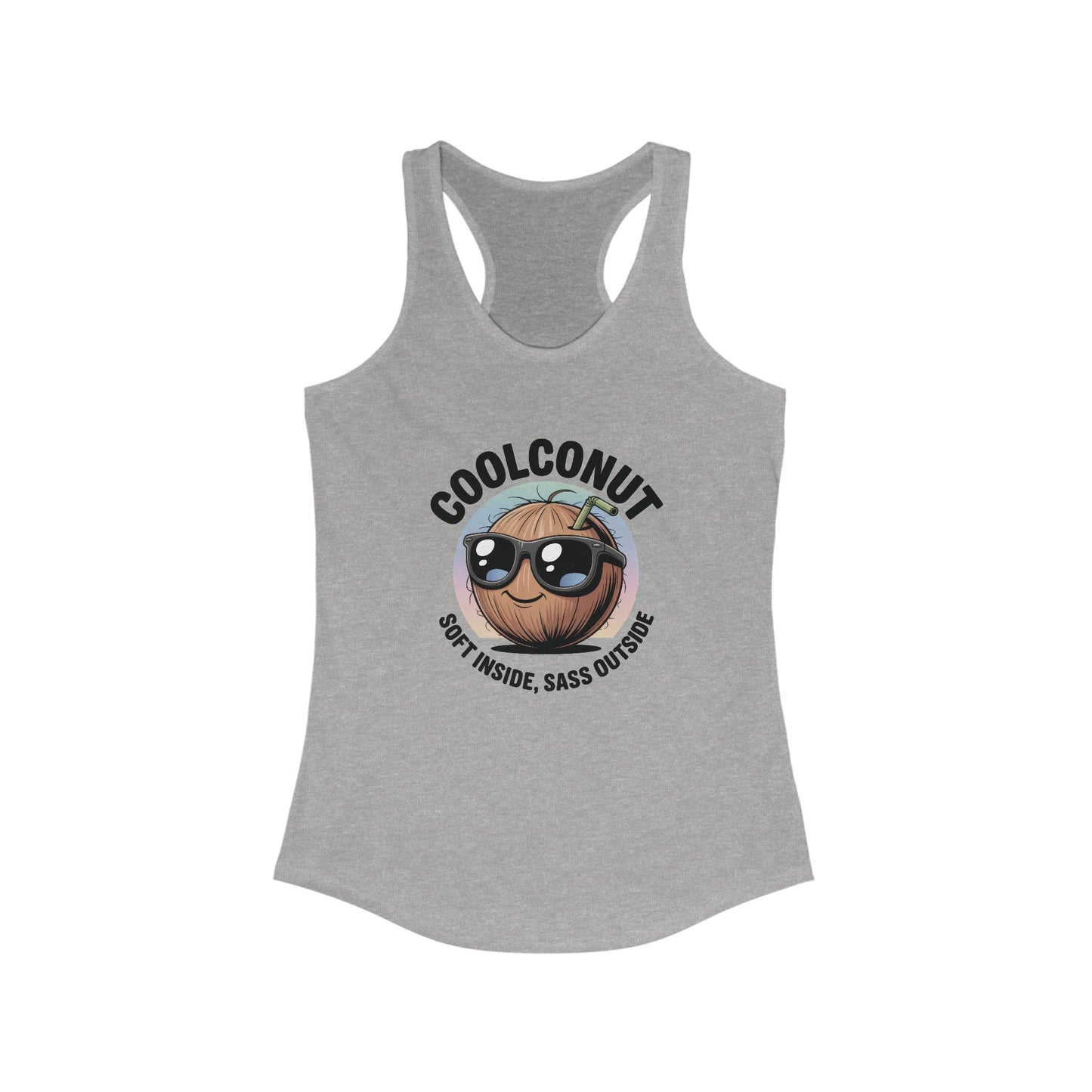 Coolconut Women's Racerback Tank - Soft Inside Sass Outside, Funny Summer Top, Beachwear, Casual Wear, Gift for Friends