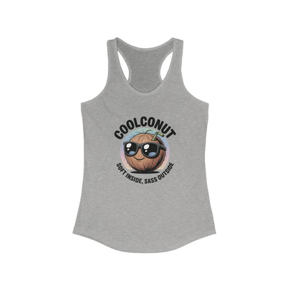 Coolconut Women's Racerback Tank - Soft Inside Sass Outside, Funny Summer Top, Beachwear, Casual Wear, Gift for Friends