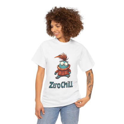Zero Chill Funny Cartoon Character Tee, Quirky Cute Monster Shirt, Chill Vibes Humor Gift, Fun Cartoon T-Shirt, Chill Vibe Shirt