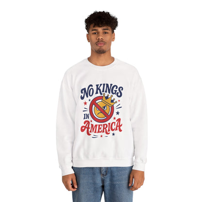 No Kings in America Sweatshirt - Funny Patriotic Anti Monarchy Pullover - USA Independence Sweater, Political Apparel, Gift for Activists