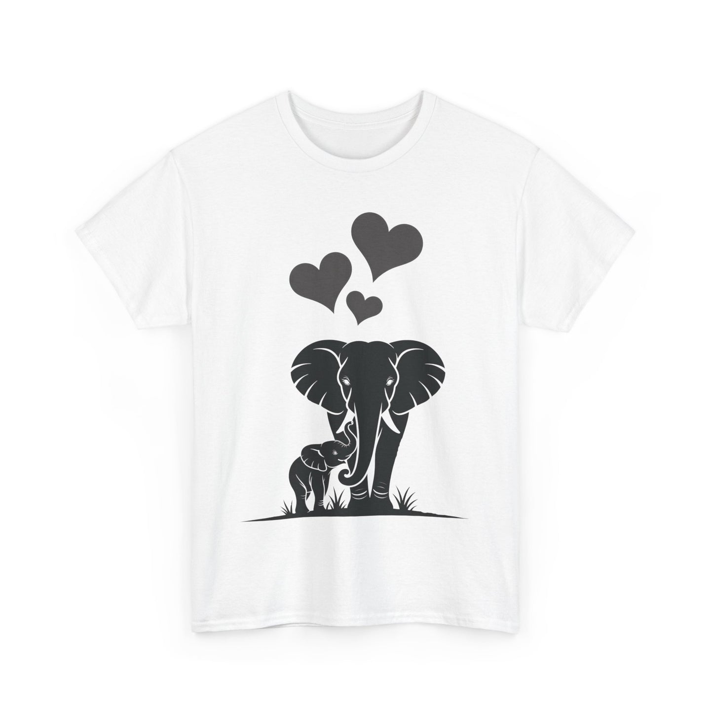 Elephant Mom and Baby T-Shirt, Elephant Love Cotton Tee, Cute Animal Shirt, Animal Lover Gift, Cute Minimalist Elephant Design