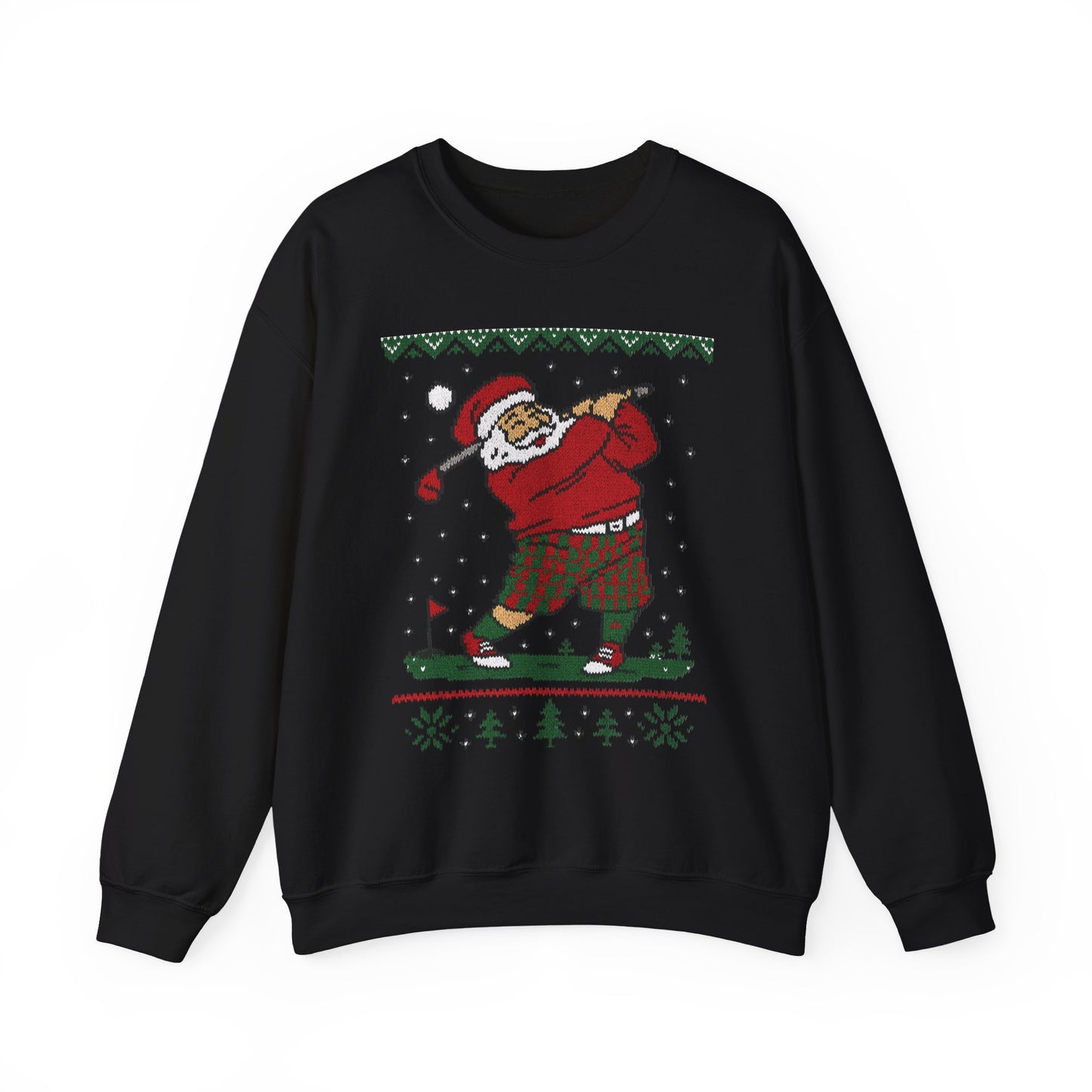Golfing Santa Christmas Sweatshirt, Funny Golf Lover Holiday Jumper, Ugly Christmas Golf Sweater for Men