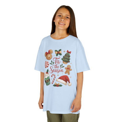 Tis the Season Christmas Shirt for Girls, Cute Holiday Cookie Tee, Kids Heavy Cotton™ Tee