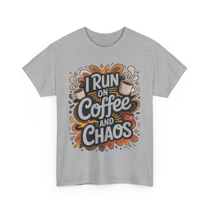 Funny Mens Coffee T-Shirt, I Run on Coffee and Chaos, Caffeinated Chaos Tee for Him, Perfect for Coffee Lovers, , Humor Tee