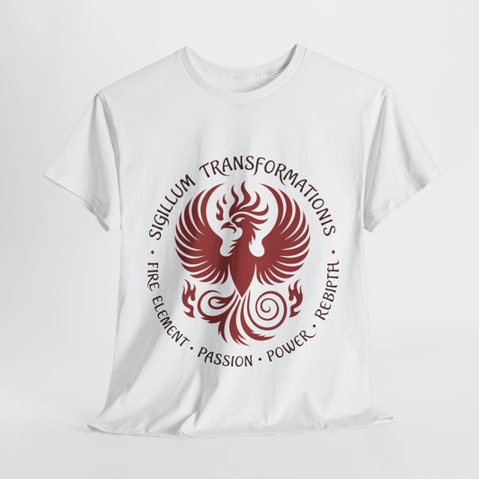 Phoenix Fire Element T-Shirt, Sigillum Transformationis Seal, Passion Power Rebirth Totem, Phoenix Symbol Unisex Tee, Spiritual Tee