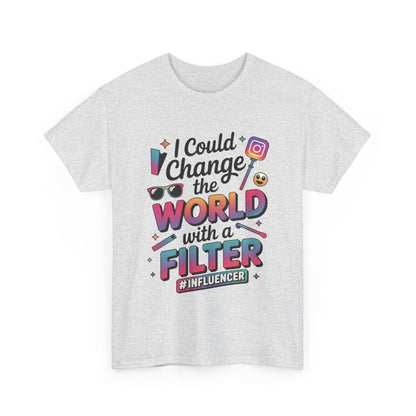Womens Heavy Cotton Tee, Womens Influencer T-Shirt, Funny Social Media Graphic Tee, Cute Trendy Top