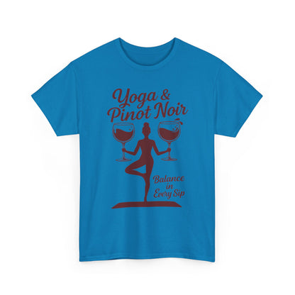 Yoga and Wine Shirt Women, Funny Pinot Noir Tee, Balance in Every Sip Tee, Yoga Lover Gift