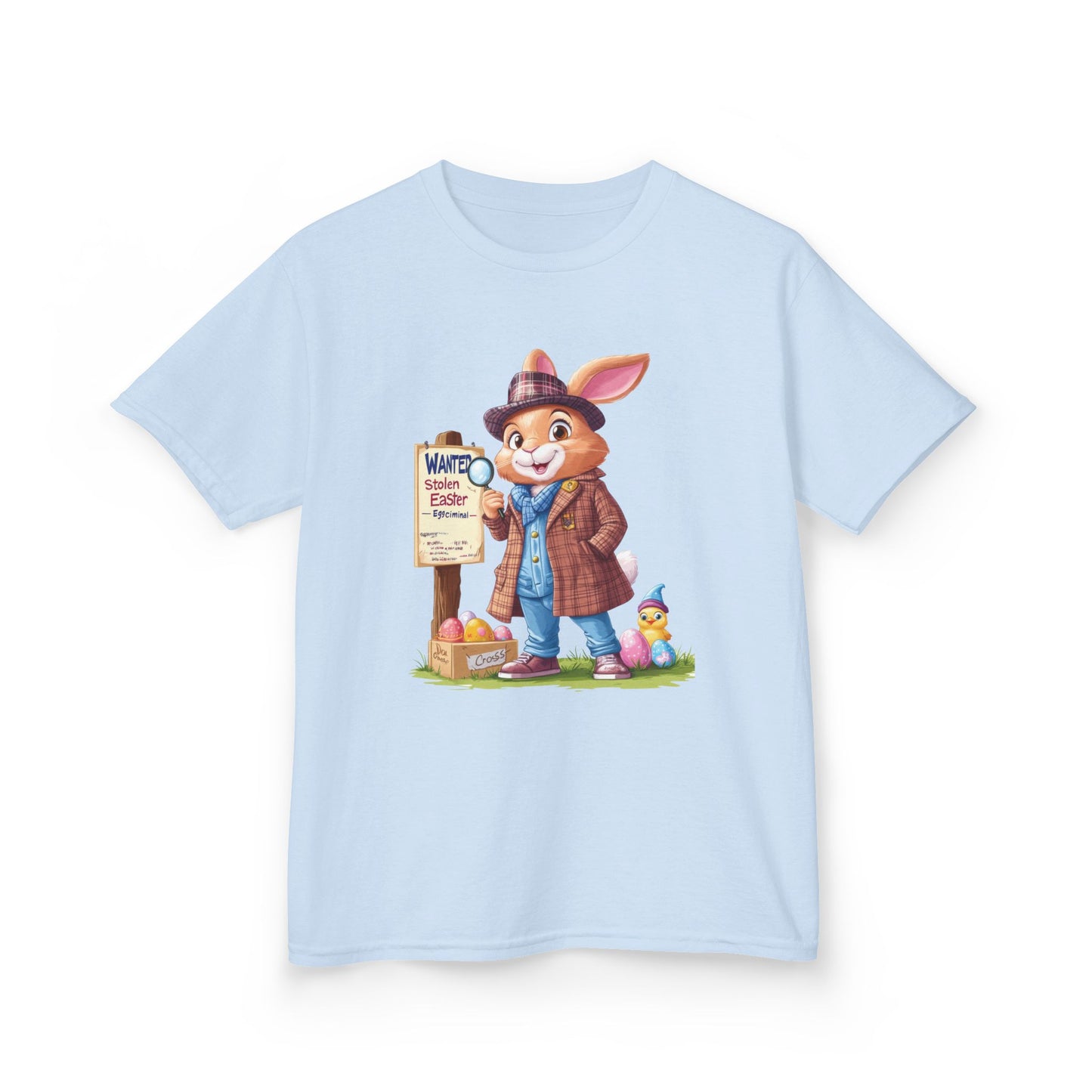 Detective Bunny Easter Kids Tee - Fun Egg Hunt T-Shirt with Mystery Theme, Cute Spring Gift for Kids, Heavy Cotton Easter Outfit