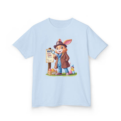 Detective Bunny Easter Kids Tee - Fun Egg Hunt T-Shirt with Mystery Theme, Cute Spring Gift for Kids, Heavy Cotton Easter Outfit