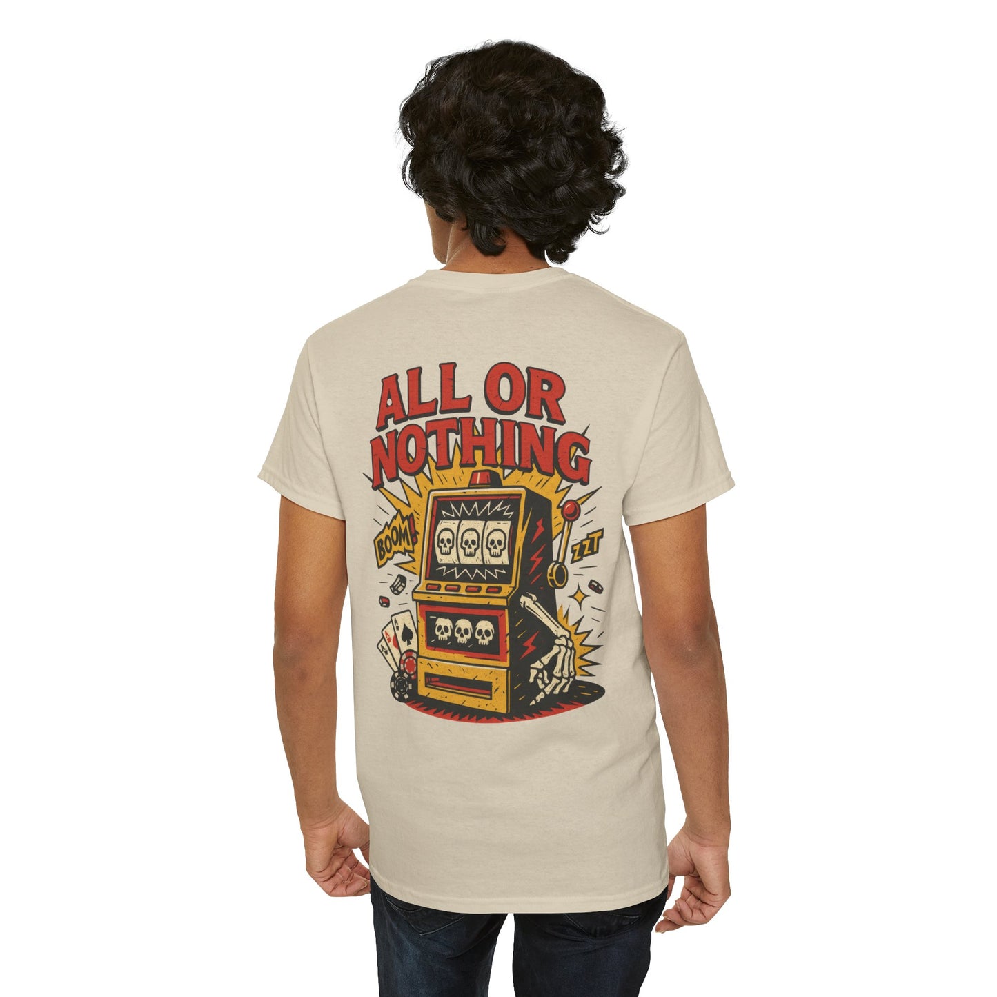 Mens Front Back print tee, Gambling Shirt, Casino Style Tee, Poker Lover Gift, Gaming Apparel, Slot Machine Graphic, Gambling Gift