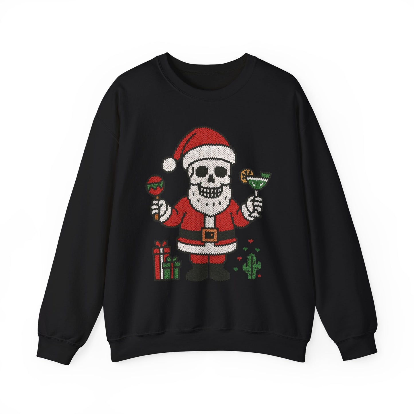 Funny Santa Skull Christmas Men's Sweatshirt, Holiday Margarita Pullover