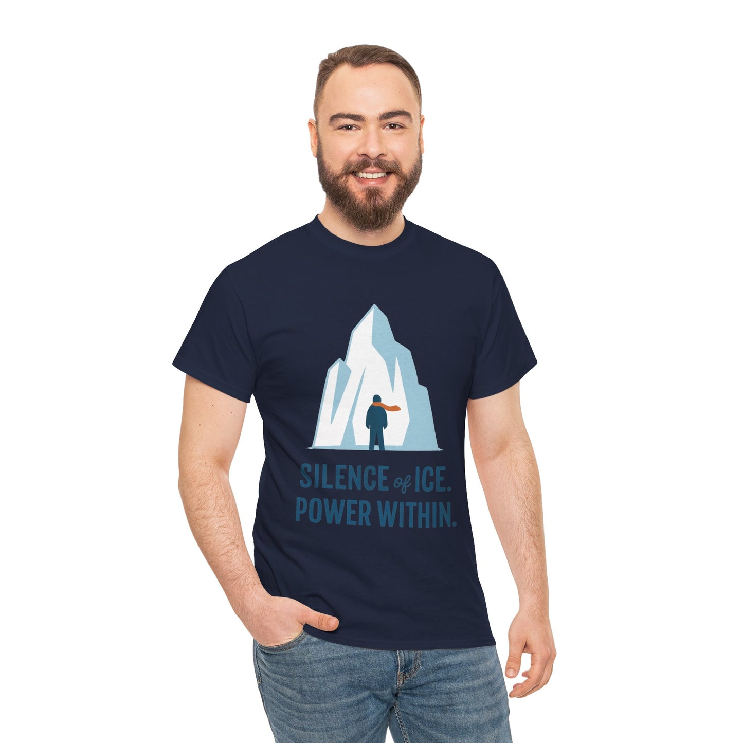 Silence of Ice Power Within Mens T-Shirt,  Minimalist Nordic Iceberg Graphic Tee