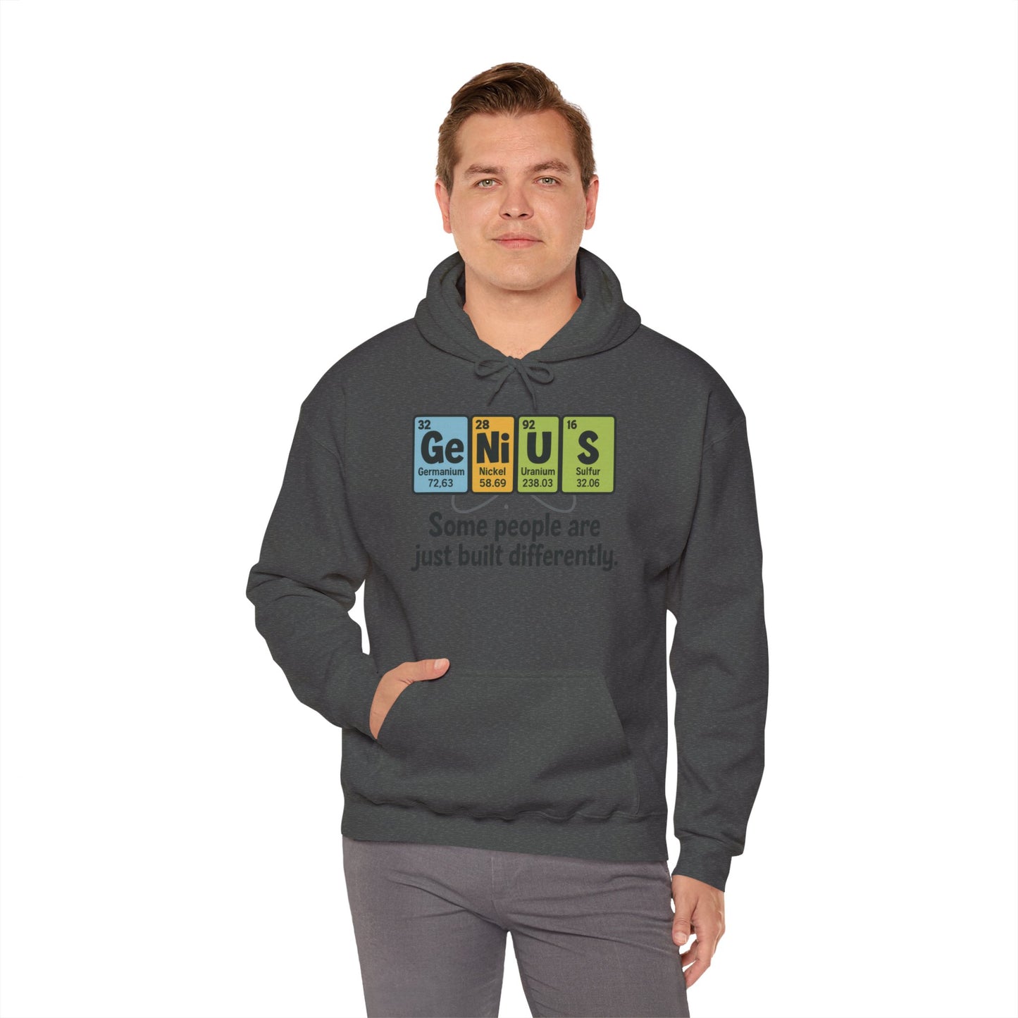Funny Mens Genius Hoodie, Periodic Table Nerd Sweatshirt, Smart Science Pullover Gift for Him, Science Lover Apparel, Funny Hoodie