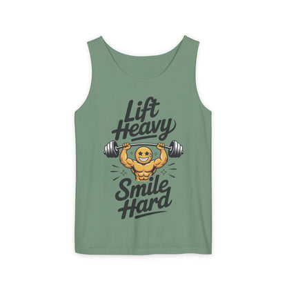Mens Lift Heavy Smile Hard Tank Top, Funny Gym Workout Fitness Shirt, Mens Funny Gym Tank