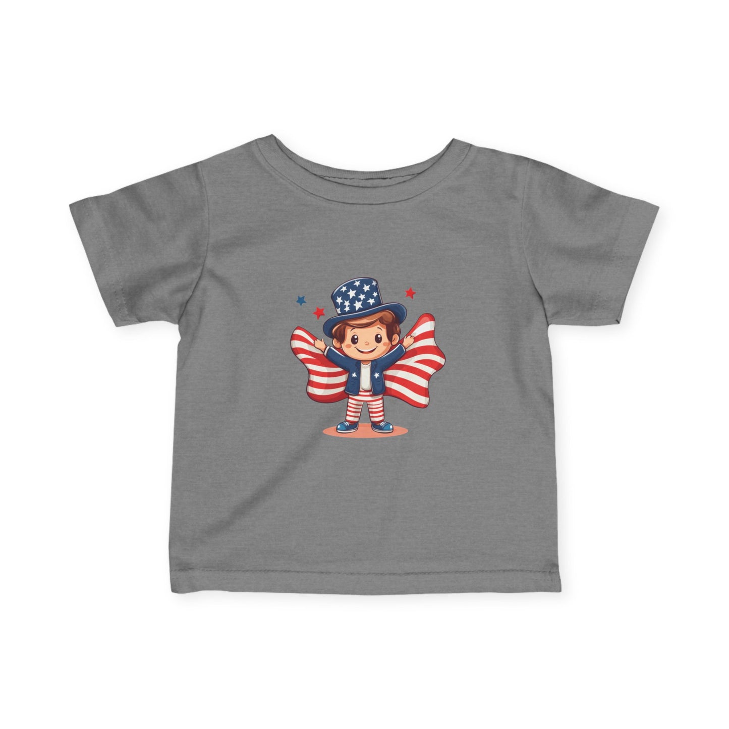 Patriotic Infant Tee, Cute Kid T-Shirt for 4th of July, Baby Independence Day Shirt, Toddler Flag Outfit, American Spirit Clothes