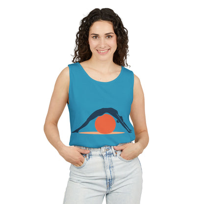 Womens Garment-Dyed Tank Top, Womens Pilates Tank Top, Yoga Fitness Graphic Top, Cute Workout Activewear Shirt