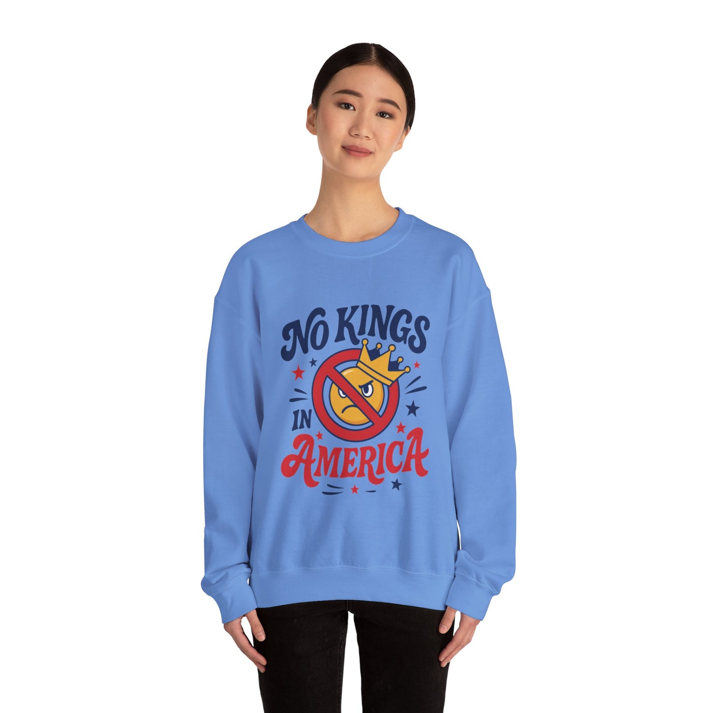 No Kings in America Sweatshirt - Funny Patriotic Anti Monarchy Pullover - USA Independence Sweater, Political Apparel, Gift for Activists
