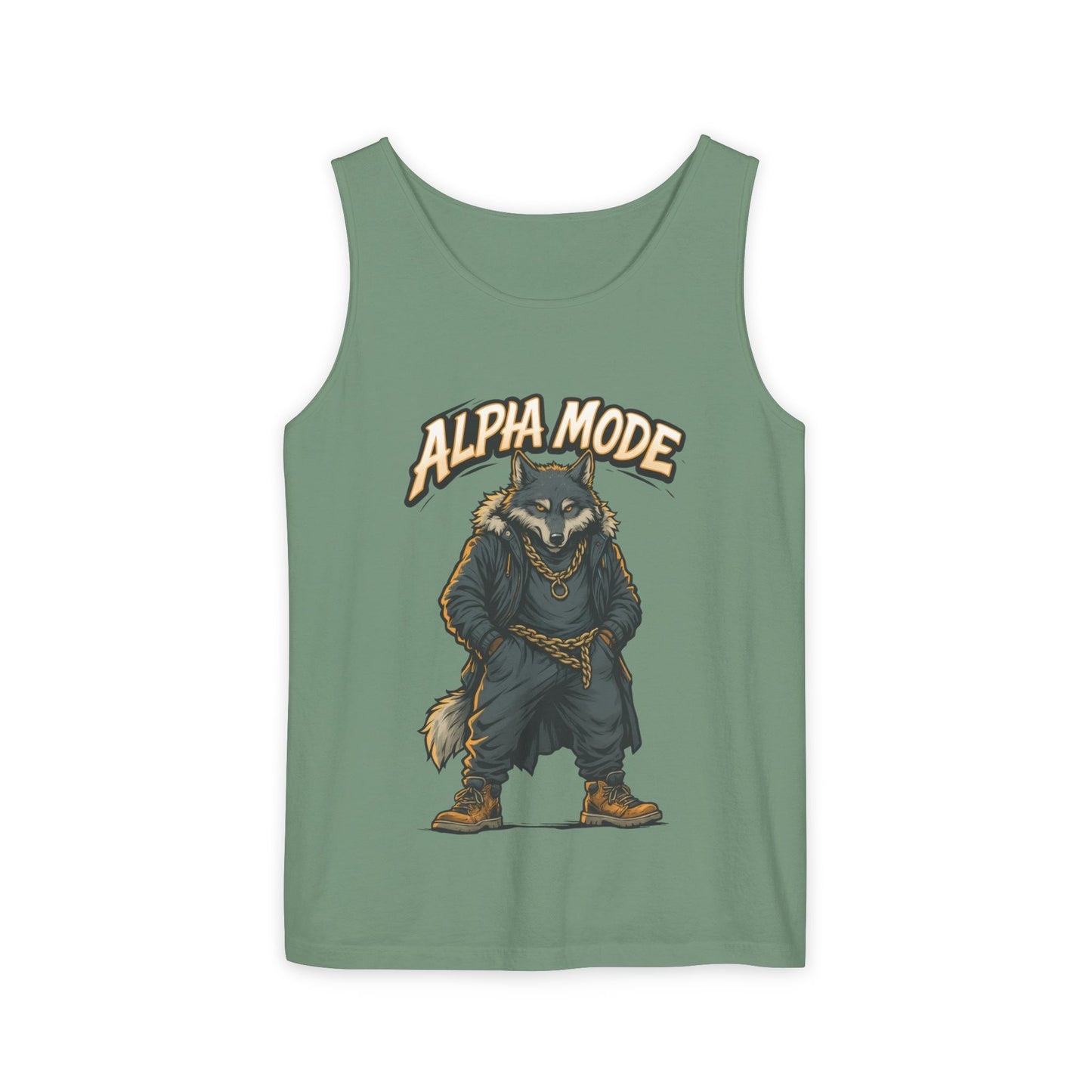 Alpha Mode Wolf Tank Top, Mens Hip Hop Gym Tank, Cool Streetwear Muscle Tank, Savage Wolf Graphic Top, Alpha Male Workout Shirt, Beachwear