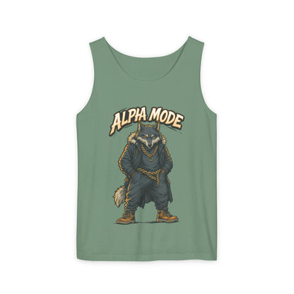 Alpha Mode Wolf Tank Top, Mens Hip Hop Gym Tank, Cool Streetwear Muscle Tank, Savage Wolf Graphic Top, Alpha Male Workout Shirt, Beachwear