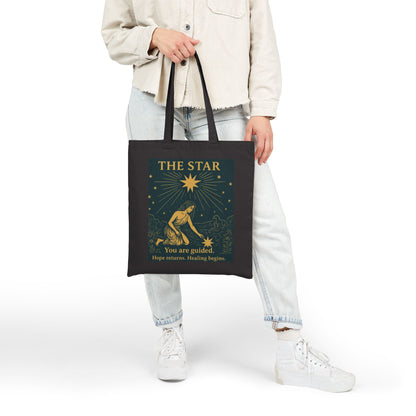The Star Tarot Cotton Tote Bag, Hope & Healing Spiritual Gift, Mystical Moon Star Canvas, Tarot Bag, Astrological Gift, Spiritual Canvas Bag