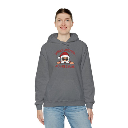 Sant's Watching No Pressure Women's Christmas Hoodie, Funny Holiday Sweatshirt