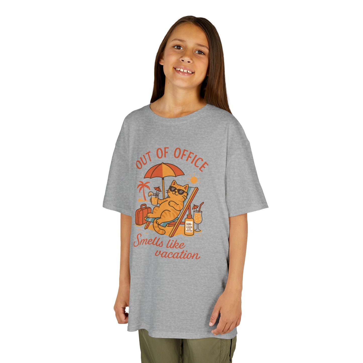 Funny Cat Vacation T-Shirt for Kids, Out of Office Beach Shirt, Summer Holiday Tee, Summer Fun, Beachwear, Travel Tee, Gift for Kids