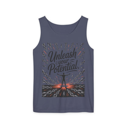 Men's Motivational Tank Top, "Unleash Your Potential" Graphic, Inspirational Gym Wear, Fitness Apparel, Summer Top, Gift for Him