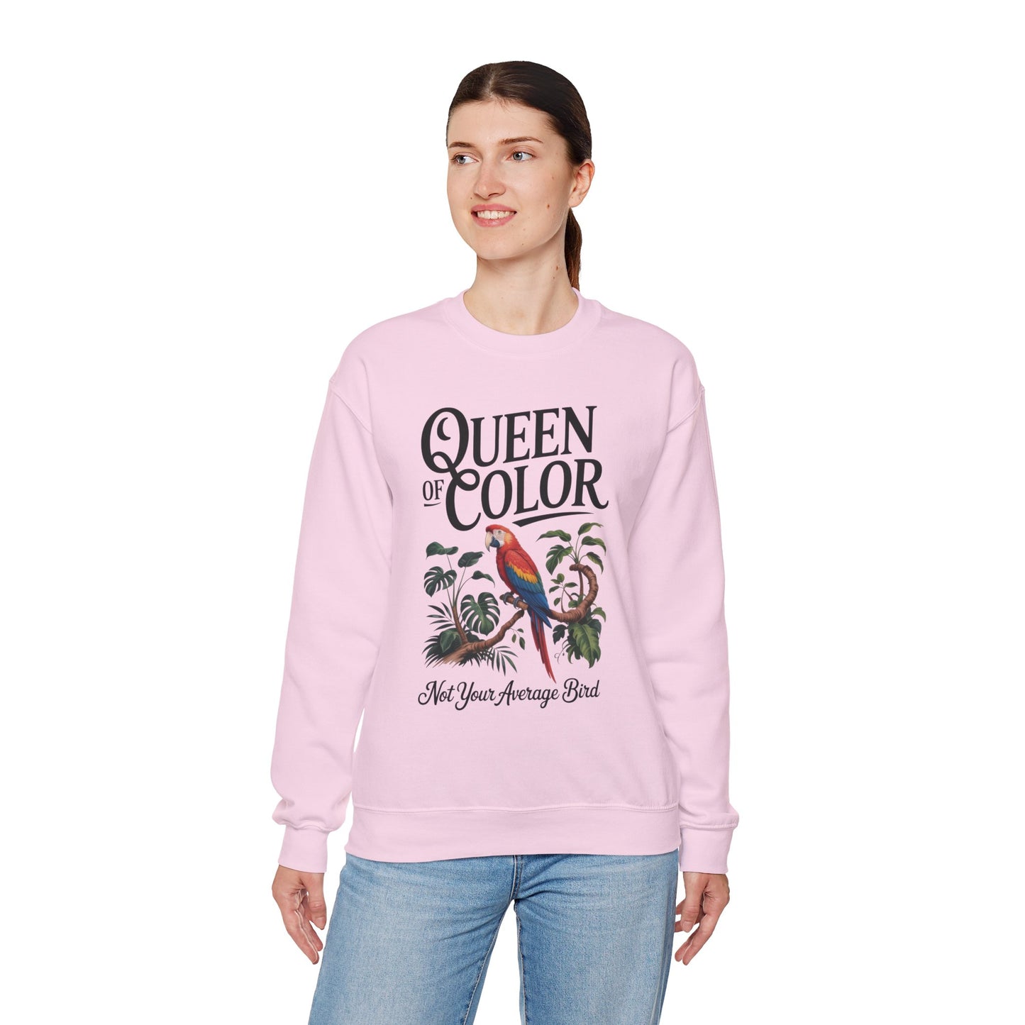 Vibrant Crewneck Womens Sweatshirt, Colorful Apparel, Bird Design, Cozy Layering, Gift for Nature Lovers, Fun Fashion