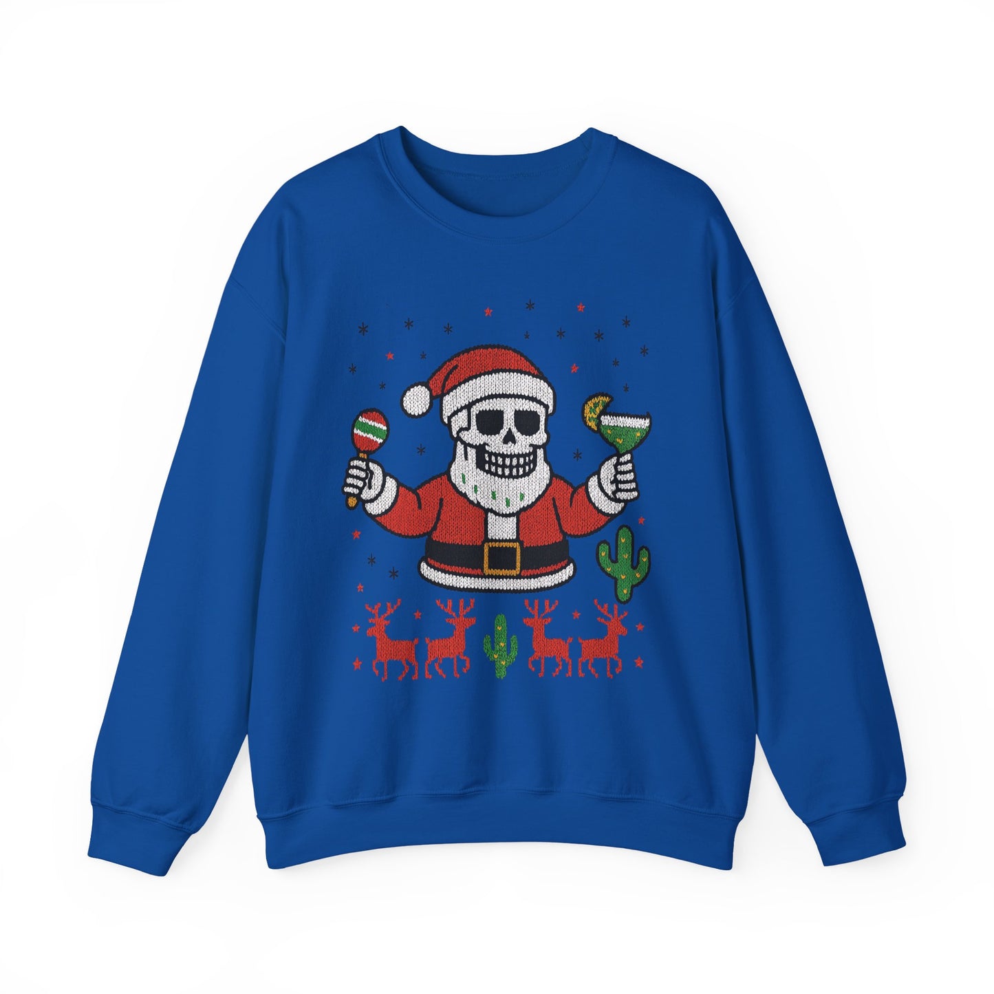 Skeleton Santa Ugly Christmas Sweatshirt for Men, Funny Margarita Holiday Jumper
