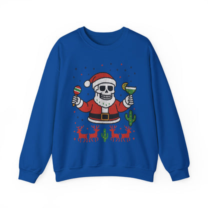 Skeleton Santa Ugly Christmas Sweatshirt for Men, Funny Margarita Holiday Jumper