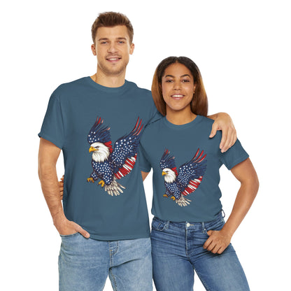 Patriotic Eagle Tee | Unisex Heavy Cotton T-Shirt for Independence Day, Memorial Day, Veterans Day, Gift for Nature Lovers, Casual Wear
