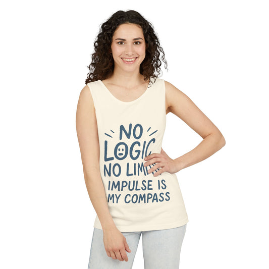 Funny No Logic Womens Tank Top, No Limits Impulse Quote, Carefree Graphic Tee, Gym Apparel for Women, Fitness Gift, Casual Summer Top