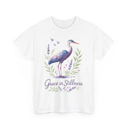 Polygonal Heron Graphic Shirt, Womens Artistic Bird Tee, Nature-Inspired Minimalist Design, Geometric Crane Tee, Bird Lovers Gift