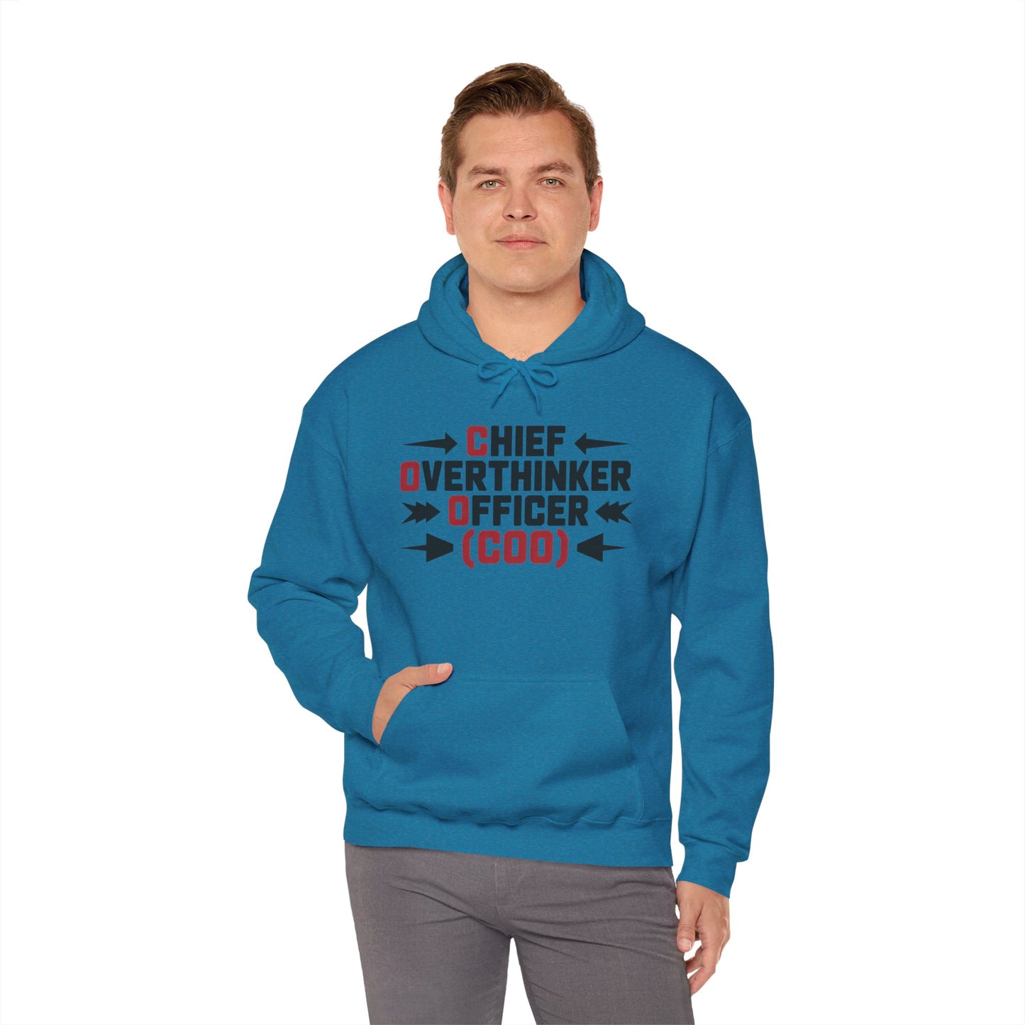 Chief Overthinker Officer Men's Hoodie, Funny COO Graphic Pullover, Sarcastic Office Humor Gift, Men's Heavy Blend™ Hooded Sweatshirt