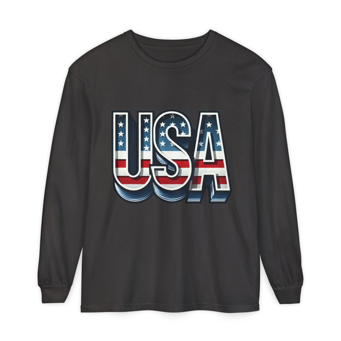 Patriotic Long Sleeve  Unisex  T-Shirt, USA Design, Unisex Tee for Independence Day, Memorial Day, Family Celebrations, Casual Wear