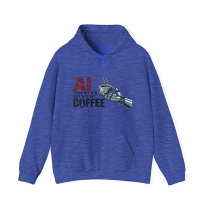 AI Coffee Hoodie, Funny Robot Humor Pullover, Geek Job Joke Sweatshirt Gift, Men's Heavy Blend™ Hooded Sweatshirt, Sarcastic Work Shirt