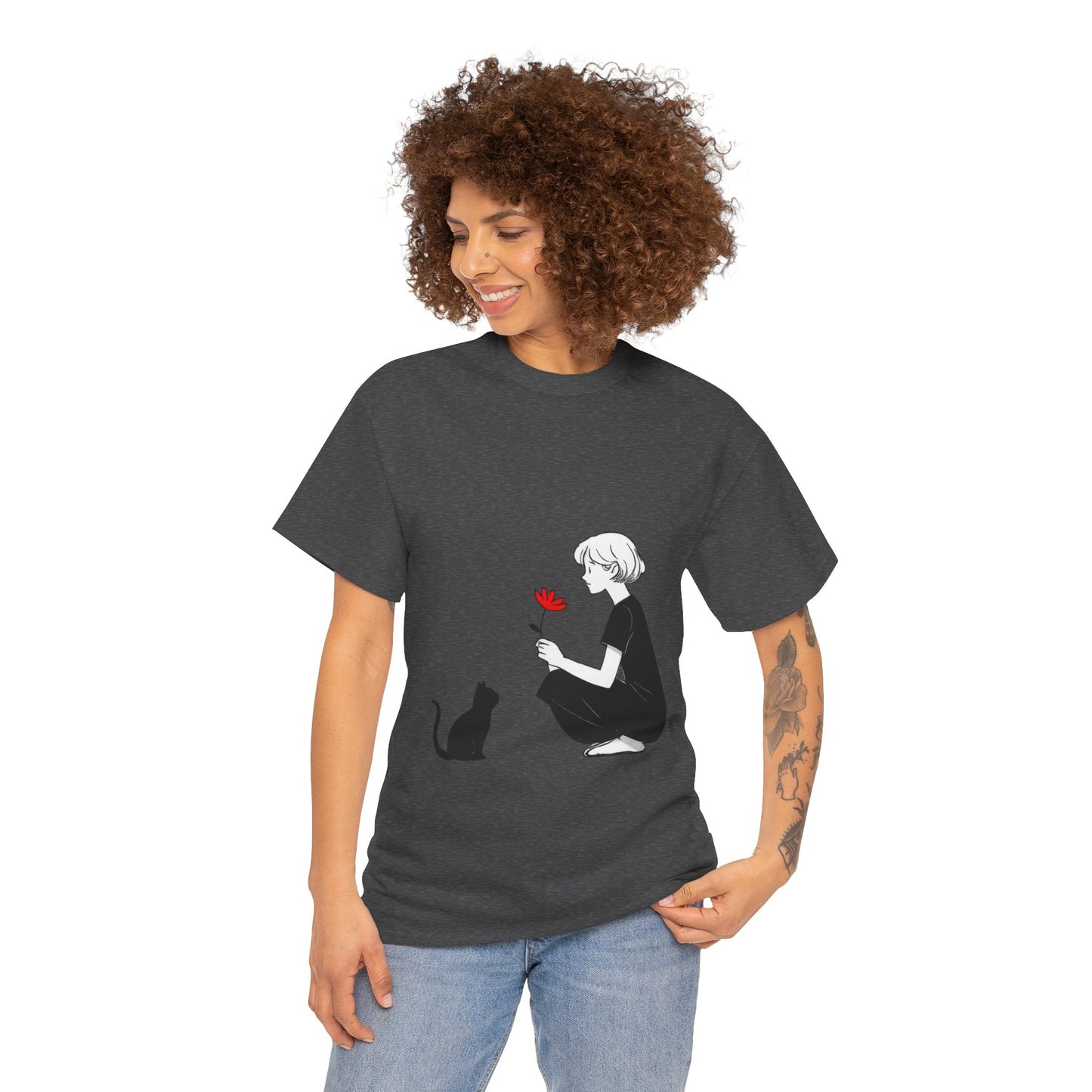 Cat Lover's Heavy Cotton Tee, Cute Cat Shirt, Pet Owner Gift, Animal Lover Apparel, Birthday Gift for Her, Women's Cotton T-Shirt, Cat Lover