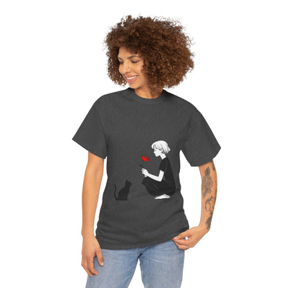 Cat Lover's Heavy Cotton Tee, Cute Cat Shirt, Pet Owner Gift, Animal Lover Apparel, Birthday Gift for Her, Women's Cotton T-Shirt, Cat Lover