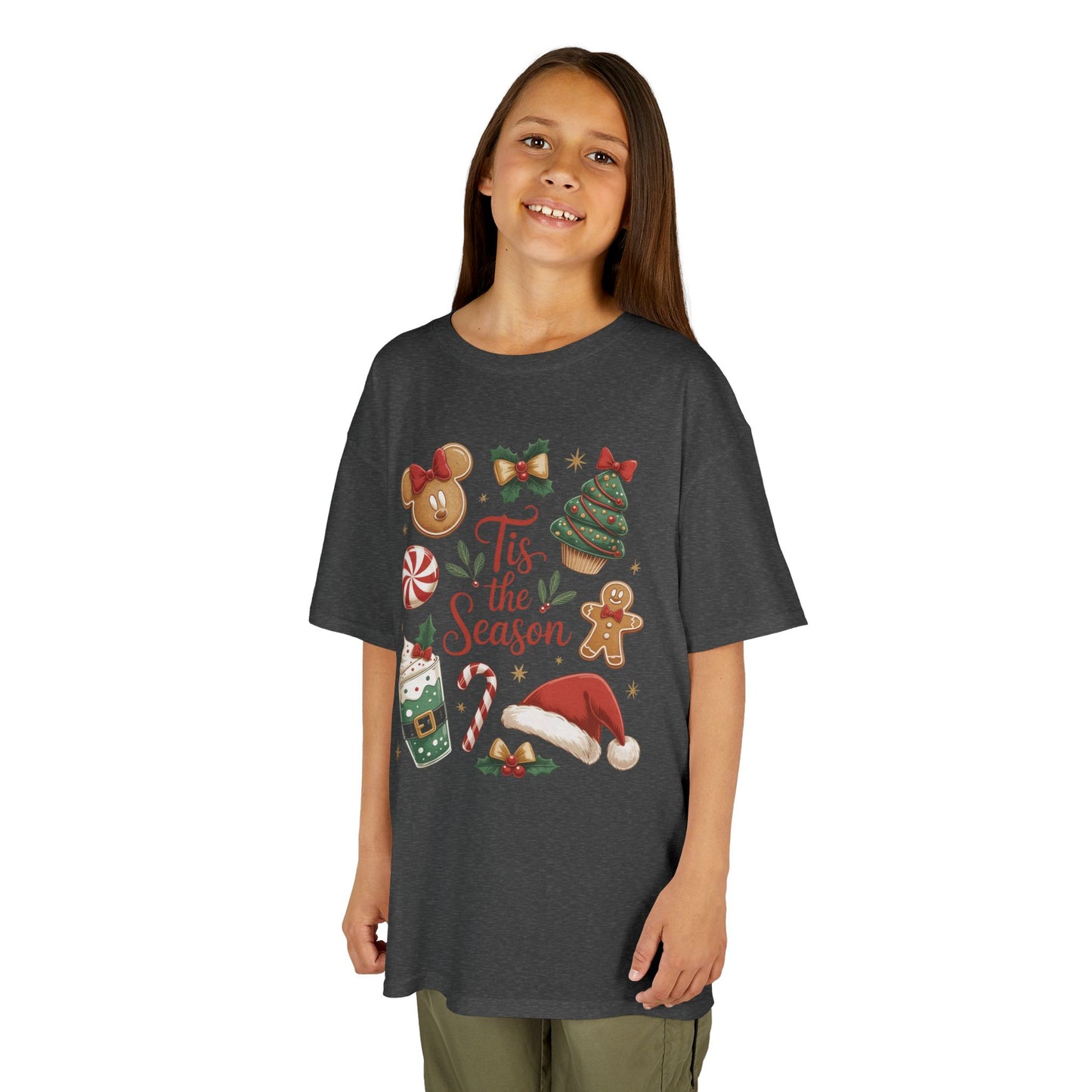 Tis the Season Christmas Shirt for Girls, Cute Holiday Cookie Tee, Kids Heavy Cotton™ Tee