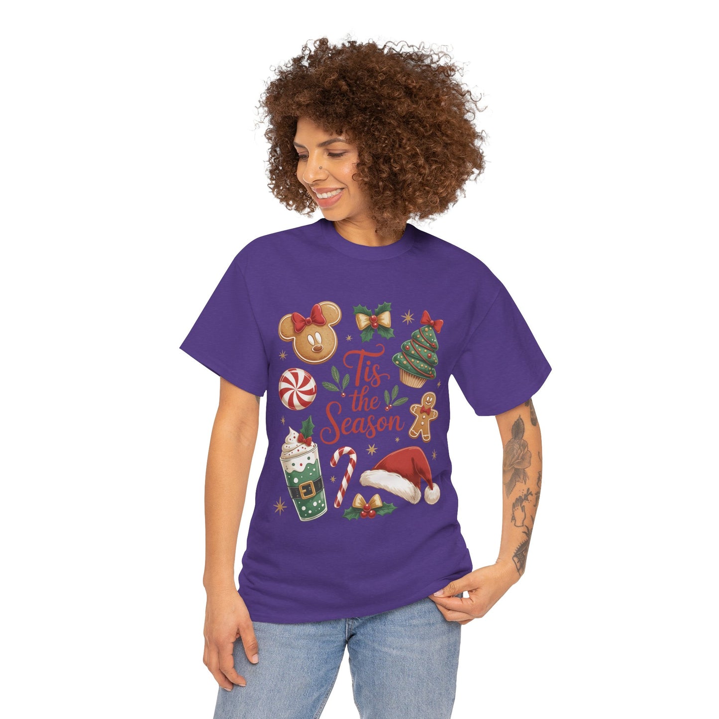 Women's Tis the Season Christmas Shirt, Cute Holiday Cookie - Coffee Tee, Women's Heavy Cotton Tee