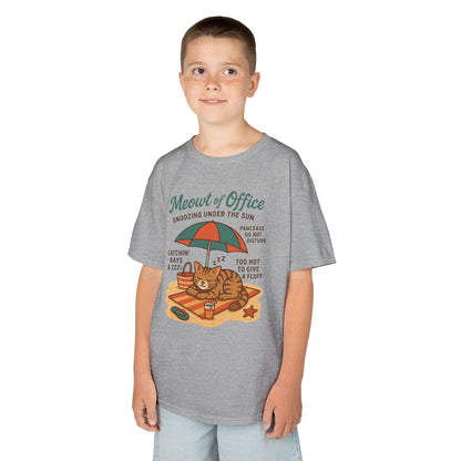 Kids Cat-Themed T-Shirt - Meowt of Office, Cute Summer Tee, Cat Lover Gift, Fun Playwear, Summer Beach Vacation Tee
