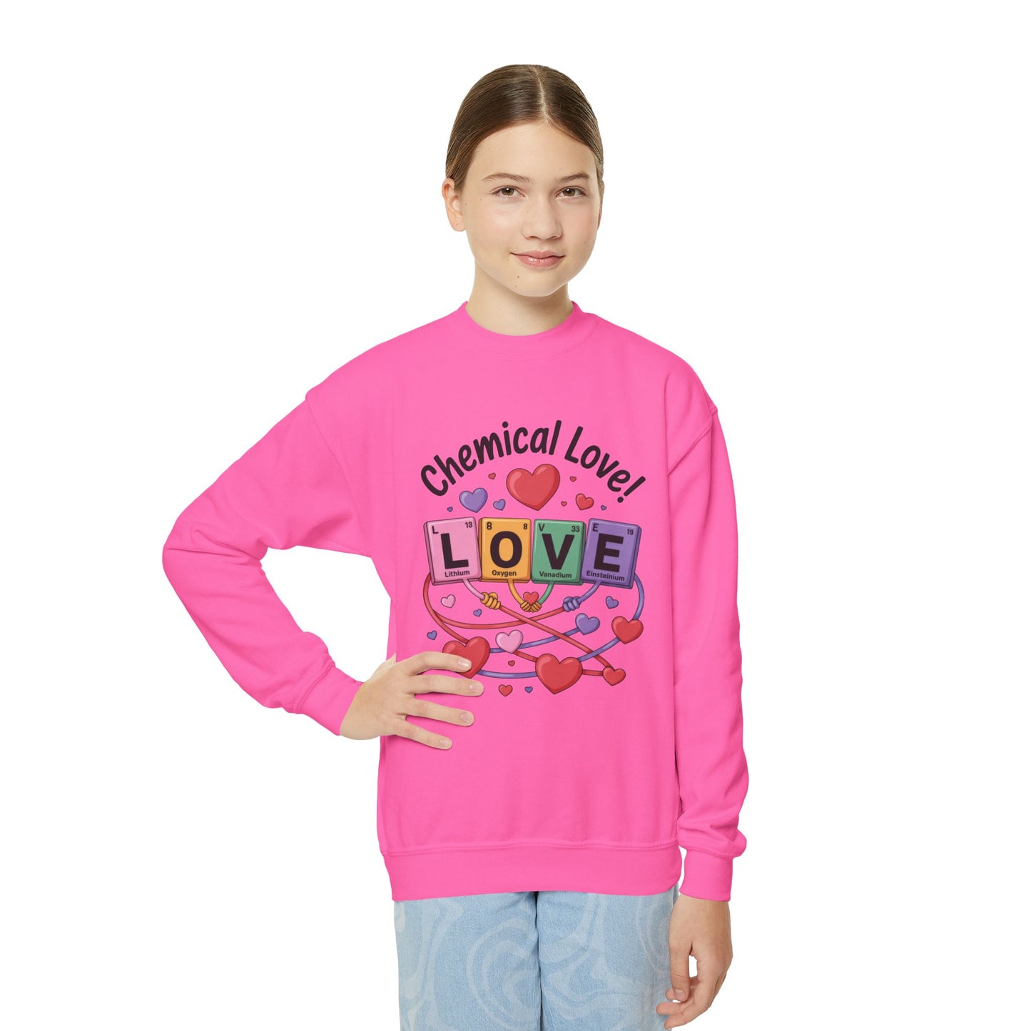 Chemical Love Youth Sweatshirt, Cute Crewneck, Trendy Teen Apparel, Cozy Casual Style, Valentine's Day Gift For Girl, Birthday